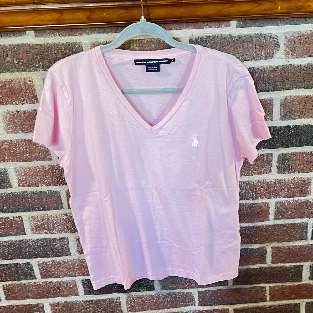 Amazing Ralph Lauren Polo Light Pink V-Neck Tee size large check out photos